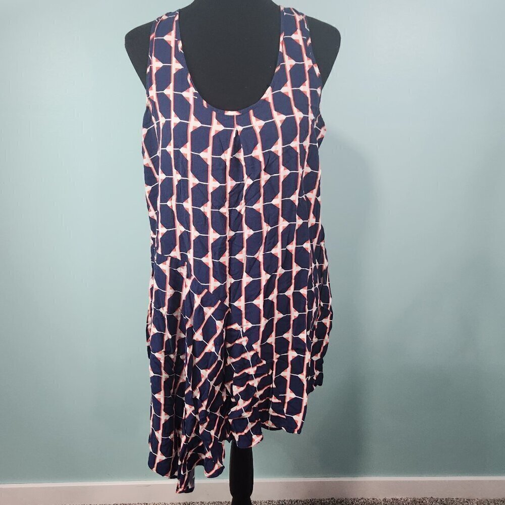 STYLUS Dress Size M Asymmetrical Geo Print Beach Pool Cover Up Blue Red
Lot K
